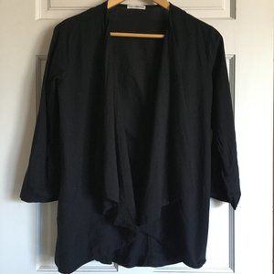 James Perse Draped Open Front Lightweight Black Shirt Cardigan